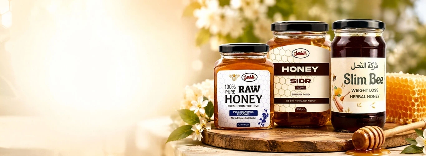 Pure natural raw honey jars