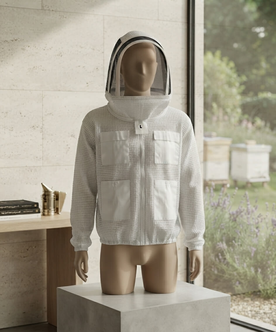 Premium Three-Layer Beekeeping Jacket (White)